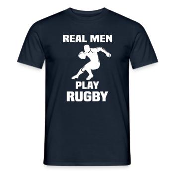 Les Vrais Hommes Jouent au Rugby - T-shirt homme - marine - Devant - AI Model Male 178 light (178cm)