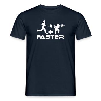 Läufer, Laufen + Kniebeuge = Schneller werden, Wei - Männer T-Shirt - Navy - Vorne - AI Model Male 178 light (178cm)