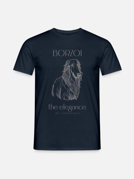 Borzoi:die Eleganz der Langsamkeit - Männer T-Shirt - Navy