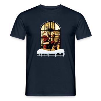 Père Noël à la maison - T-shirt homme - marine - Devant - AI Model Male 178 light (178cm)