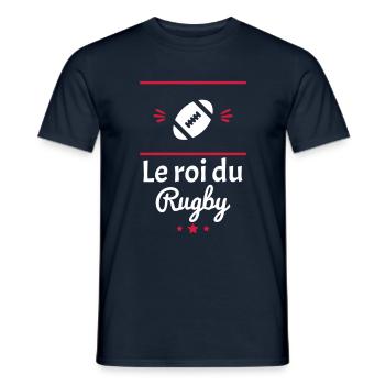 le roi du rugby, idée cadeau rugbyman, rugbymen - T-shirt homme - marine - Devant - AI Model Male 178 light (178cm)
