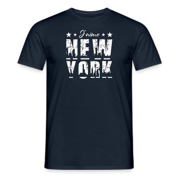 J'AIME NEW-YORK (NYC - texte blanc - HF) - T-shirt homme - marine - Devant - AI Model Male 178 light (178cm)