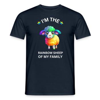 Ich bin das Regenbogenschaf meiner Familie - Männer T-Shirt - Navy - Vorne - AI Model Male 178 light (178cm)