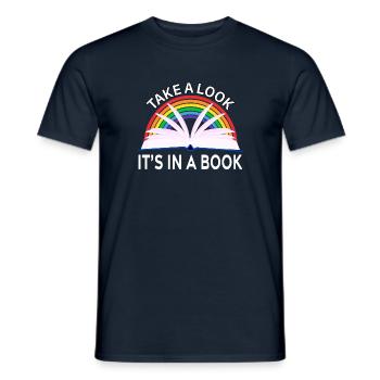 Take a Look It's In A Book Vintage Bookworm - Men's T-Shirt - navy - Front - AI Model Male 178 light (178cm)