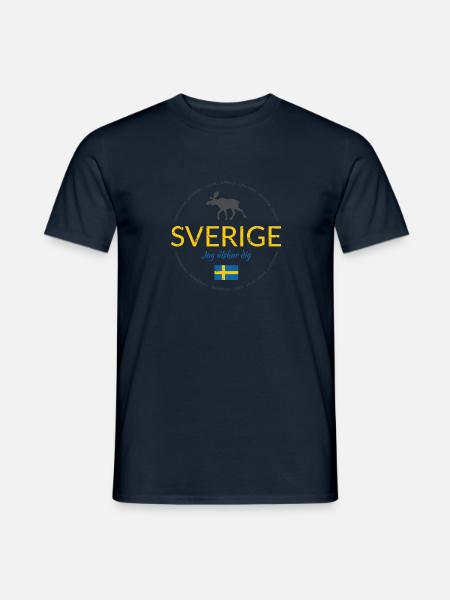 Sweden button ("Sweden - I love you") - Men's T-Shirt - navy