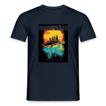 Skyline Sunset Christmas Gift - Men's T-Shirt - navy - Front - AI Model Male 178 light (178cm)