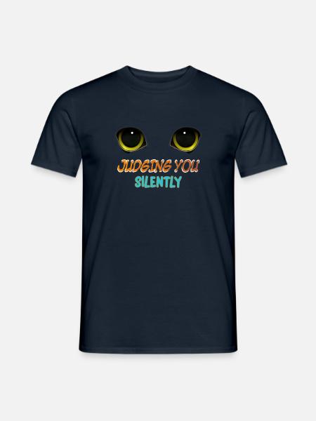 Katze - ich verurteile Dich schweigend - Männer T-Shirt - Navy