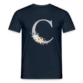 Personalisierbar Monogramm Watercolour Floral C - Männer T-Shirt - Navy - Vorne - AI Model Male 178 light (178cm)