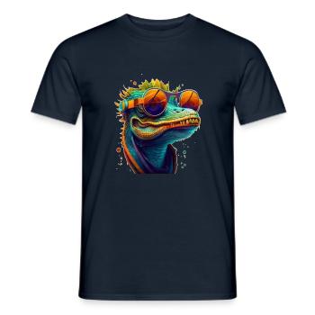 Crocodile or alligator with sunglasses in summer - Men's T-Shirt - navy - Front - AI Model Male 178 light (178cm)