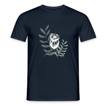 Noir vert Line Art Esthétique Minimaliste T Shirt - T-shirt homme - marine - Devant - AI Model Male 178 light (178cm)
