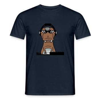 Cool DJ dinosaure T-Rex mixer Musique de fête - T-shirt homme - marine - Devant - AI Model Male 178 light (178cm)