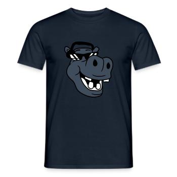 hippopotame rieur comique visage fête musique de club - T-shirt homme - marine - Devant - AI Model Male 178 light (178cm)
