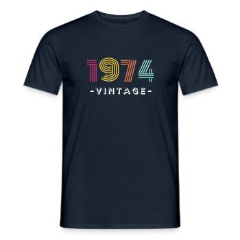 1974 Vintage - Jubiläum, 50. Geburtstag - Männer T-Shirt - Navy - Vorne - AI Model Male 178 light (178cm)