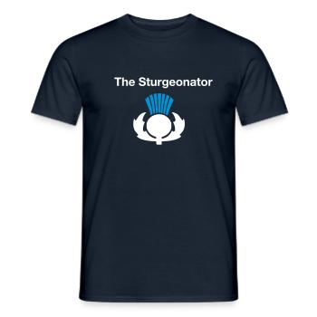 The Sturgeonator - Scottish Independence - Men's T-Shirt - navy - Front - AI Model Male 178 light (178cm)