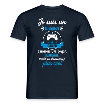 papa cool gamer, cadeau fête des pères - T-shirt homme - marine - Devant - AI Model Male 178 light (178cm)