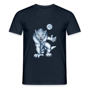 Night Moon Werewolf Curse - Men's T-Shirt - navy - Front - AI Model Male 178 light (178cm)