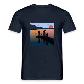 Fishing Lake Sunset Fish Sun Summer Adventure - Men's T-Shirt - navy - Front - AI Model Male 178 light (178cm)