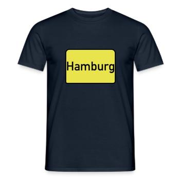 Ortsschild Hamburg - Männer T-Shirt - Navy - Vorne - AI Model Male 178 light (178cm)