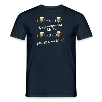 Elle est ou ma bière cadeau apéro humour homme - T-shirt homme - marine - Devant - AI Model Male 178 light (178cm)