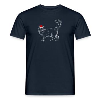 Weihnachtskatze - Männer T-Shirt - Navy - Vorne - AI Model Male 178 light (178cm)