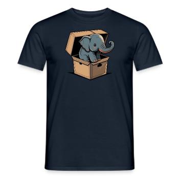 Cute elephant in a box - Men's T-Shirt - navy - Front - AI Model Male 178 light (178cm)