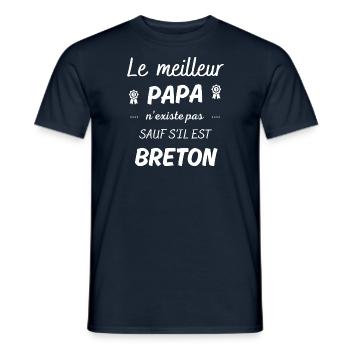le meilleur papa n'existe pas sauf si breton - T-shirt homme - marine - Devant - AI Model Male 178 light (178cm)