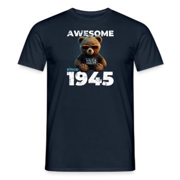 80th Birthday Original 1945 Vintage 1945 Bear Cute - Men's T-Shirt - navy - Front - AI Model Male 178 light (178cm)