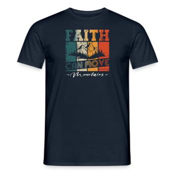Faith can move Mountains, Christian gift. - Men's T-Shirt - navy - Front - AI Model Male 178 light (178cm)