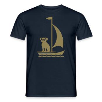 Mops im Boot Silhouette Segeln Minimalistisch - Männer T-Shirt - Navy - Vorne - AI Model Male 178 light (178cm)