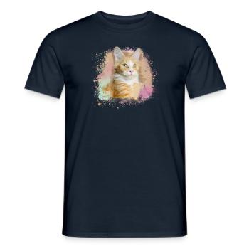 maincoon,katze,graffiti,malerei, Maine-Coon-Katze, - Männer T-Shirt - Navy - Vorne - AI Model Male 178 light (178cm)