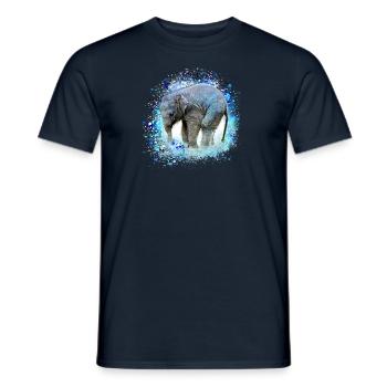 babyelefant,elefant,graffiti,blau,malerei - Männer T-Shirt - Navy - Vorne - AI Model Male 178 light (178cm)