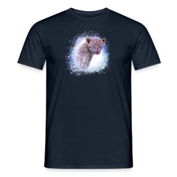léopard, chat, chat sauvage, graffiti, peinture, bleu - T-shirt homme - marine - Devant - AI Model Male 178 light (178cm)