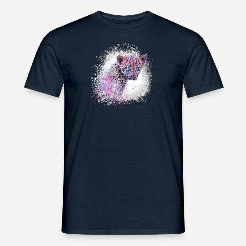 leopard, katze, wildkatze, graffiti, malerei,grün - Männer T-Shirt - Navy