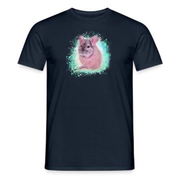 chinchilla, graffiti, peintre, bleu, animal de compagnie, rose - T-shirt homme - marine - Devant - AI Model Male 178 light (178cm)