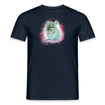 chinchilla, graffiti, peintre, bleu, animal de compagnie, rose - T-shirt homme - marine - Devant - AI Model Male 178 light (178cm)