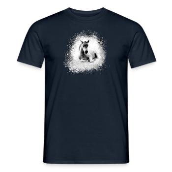 poney, rose, poulain, cheval, graffiti,peinture,gris - T-shirt homme - marine - Devant - AI Model Male 178 light (178cm)