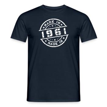 Année de naissance Anniversaire Né en - Fabriqué en 1961 - T-shirt homme - marine - Devant - AI Model Male 178 light (178cm)