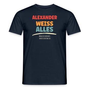 ALEXANDER weiss Alles - Männer T-Shirt - Navy - Vorne - AI Model Male 178 light (178cm)