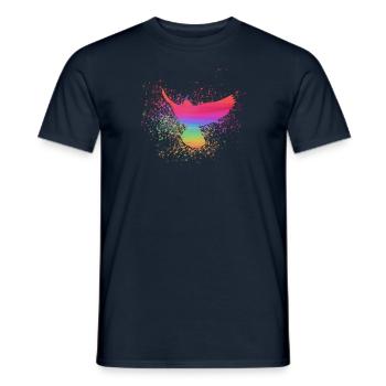 sourd coloré, sourd, oiseau, aquarelle, graffiti - T-shirt homme - marine - Devant - AI Model Male 178 light (178cm)