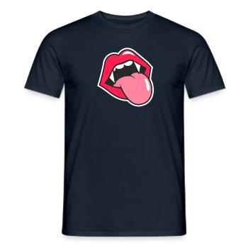 Vampire,Mouth,Teeth,Halloween,Retro,Vintage - Men's T-Shirt - navy - Front - AI Model Male 178 light (178cm)