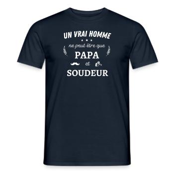 Un vrai homme n'est que papa et soudeur - T-shirt homme - marine - Devant - AI Model Male 178 light (178cm)
