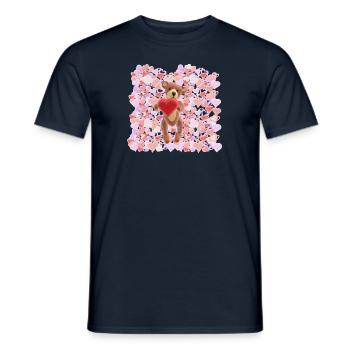 Valentine-Teddy mit einem Meer aus Herzen - 3D - Männer T-Shirt - Navy - Vorne - AI Model Male 178 light (178cm)