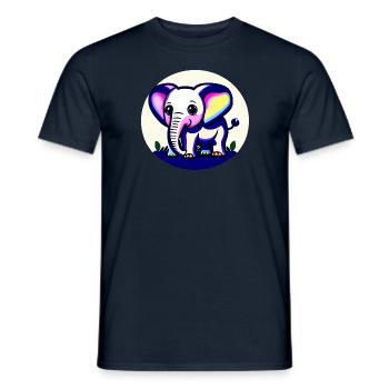 Kleiner Elefant Cartoon niedlich Liebe Abenteuer 4 - Männer T-Shirt - Navy - Vorne - AI Model Male 178 light (178cm)