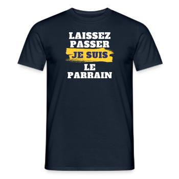 Laissez passer je suis le parrain - T-shirt homme - marine - Devant - AI Model Male 178 light (178cm)