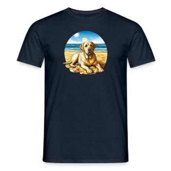 Laborhund am Strand Zeichnung - Männer T-Shirt - Navy - Vorne - AI Model Male 178 light (178cm)