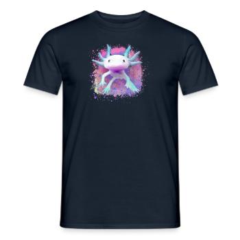 Axolotl, animal, fish, water, colorful, graffiti - Men's T-Shirt - navy - Front - AI Model Male 178 light (178cm)