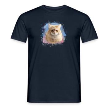 Chat sibérien, graffiti, peinture, chat - T-shirt homme - marine - Devant - AI Model Male 178 light (178cm)