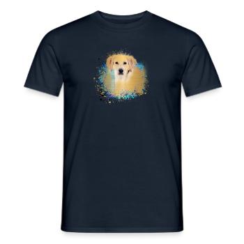 Labrador,Dog,Painting,Golden Retriever,Gold - Men's T-Shirt - navy - Front - AI Model Male 178 light (178cm)