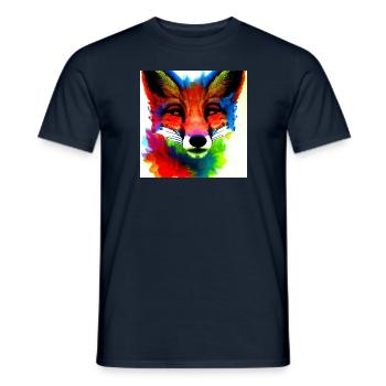 Ein bunter Fuchs, Aquarelle - Männer T-Shirt - Navy - Vorne - AI Model Male 178 light (178cm)