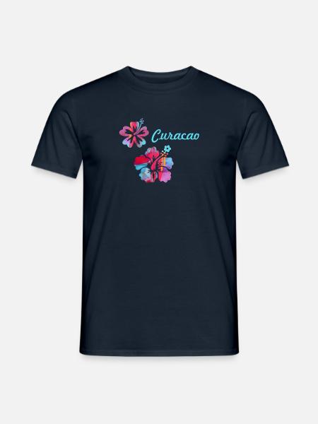 kolibri,aquarell ,blumen, hibiskus,floral,curacao - Männer T-Shirt - Navy